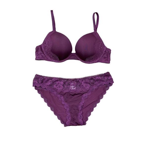 Victoria’s Secret dream angels plum purple push up bra and cheekini panties - Picture 1 of 7